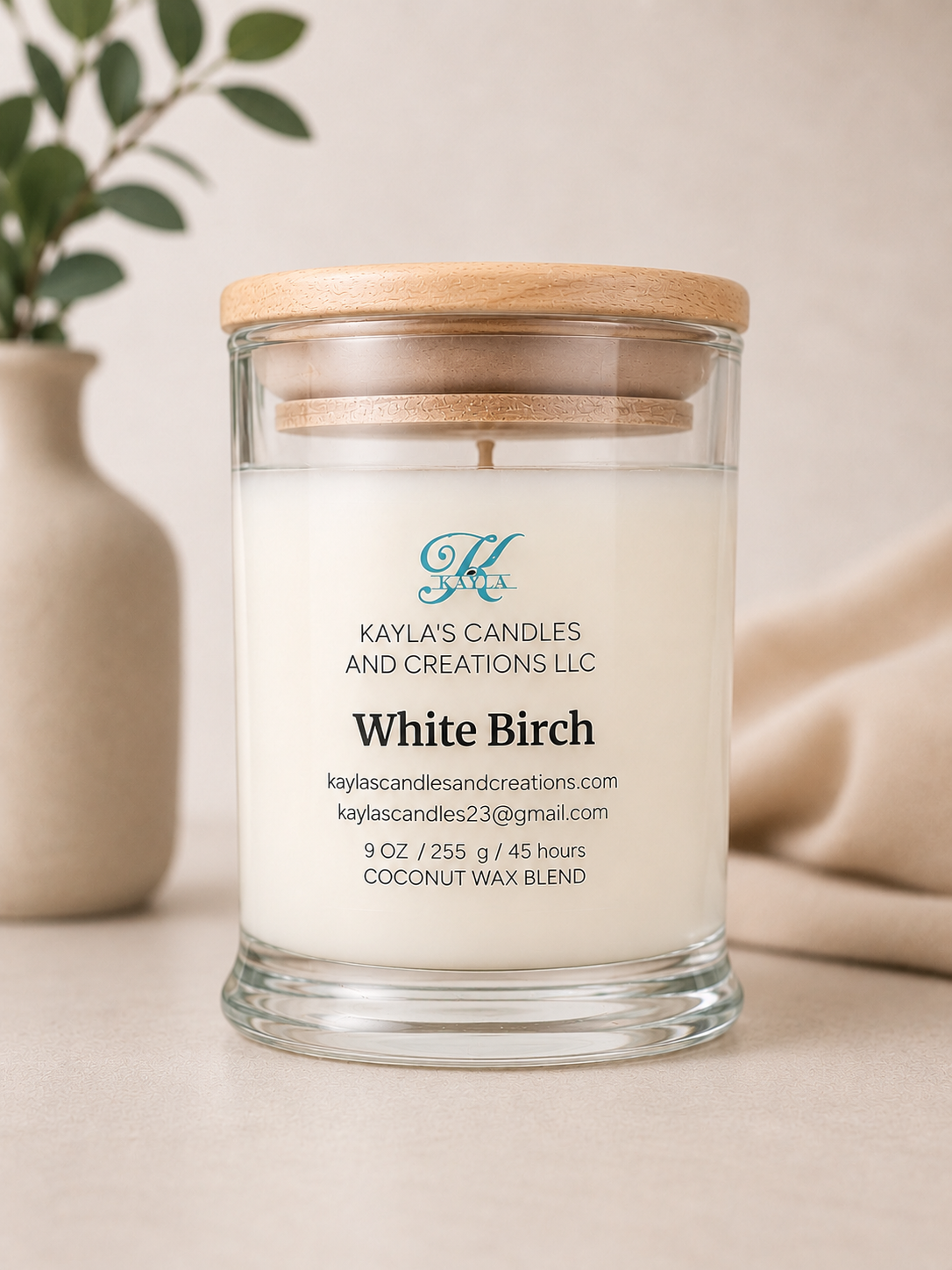 White Birch 9oz Coconut Wax Candle by Kayla's Candles and Creations