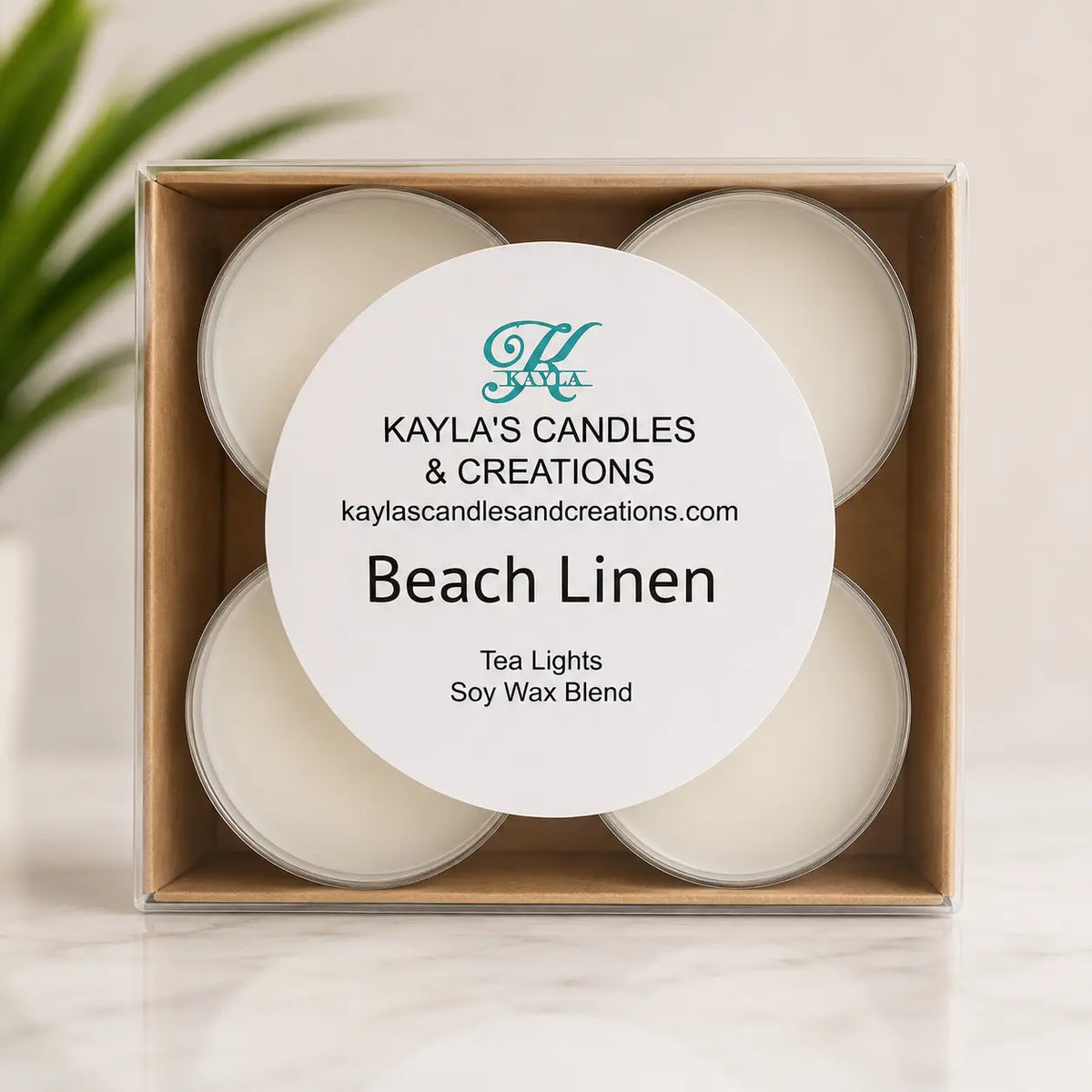 Beach Linen Soy Wax Tea Lights | 4-Pack Kaylas Candles and Creations