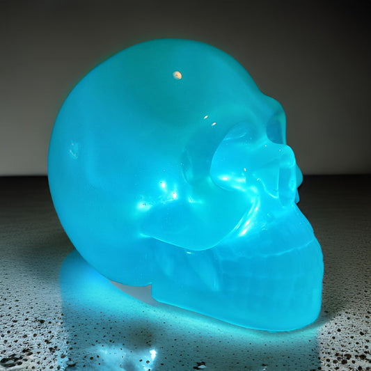 Lighted Resin Skull - Aquamarine