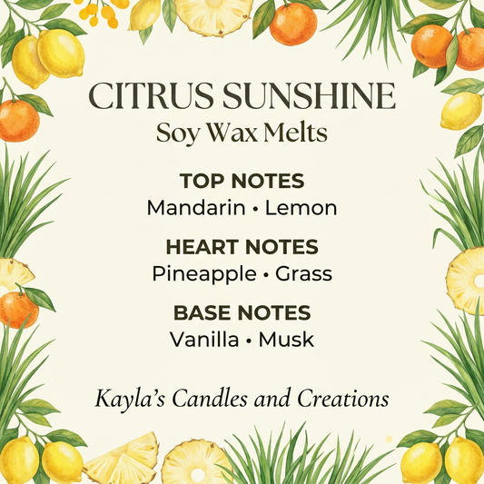 Citrus Sunshine scent card with verified fragrance notes