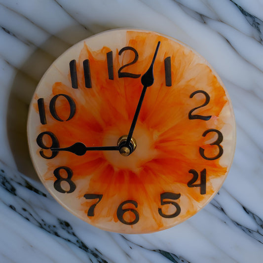 6" Purple & White Resin Floral Design Clocks
