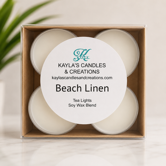Beach Linen Soy Wax Tea Lights | 4-Pack