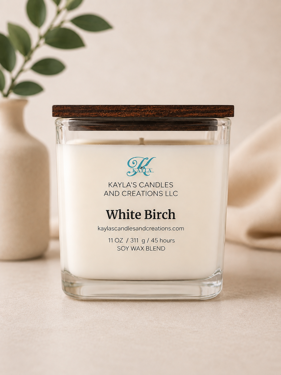 White Birch 11oz Soy Wax Candle by Kayla's Candles and Creations