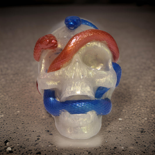 Mirage White w/ Red & Blue Snakes Skull