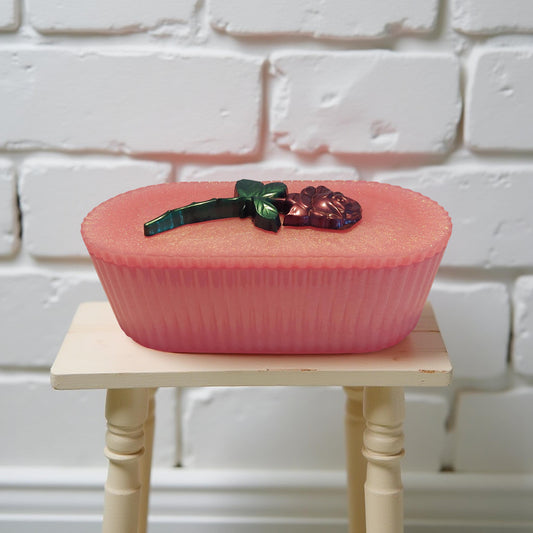 Pink Oblong Trinket Box w/ Rose Ornament Lid