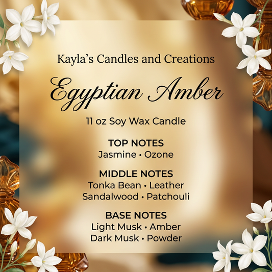Egyptian Amber 11 oz soy candle scent card