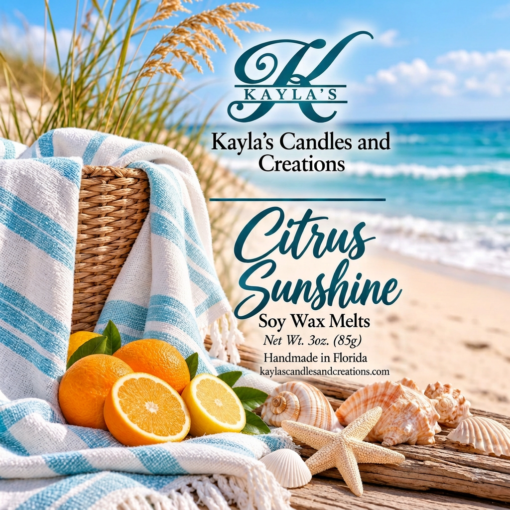 Citrus Sunshine Soy Wax Melts square beach artwork without an outer border